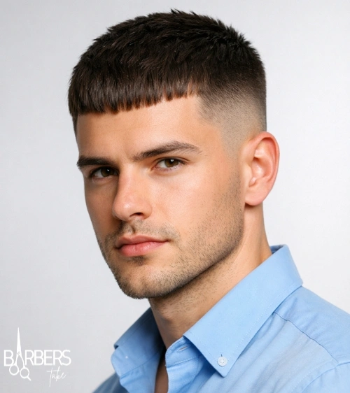 French Crop Haircut with Mid Fade