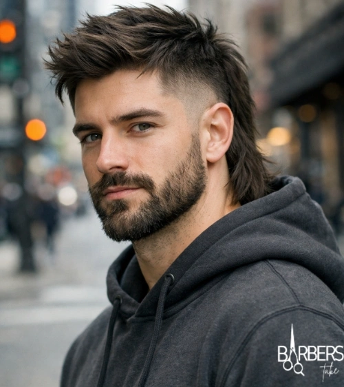 Modern Mullet Fade with Beard